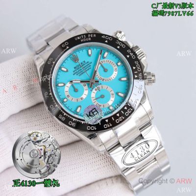 Clean 1-1 Replica Rolex Daytona 4130 40mm Tiff@ny Blue Dial 904L Steel Watch